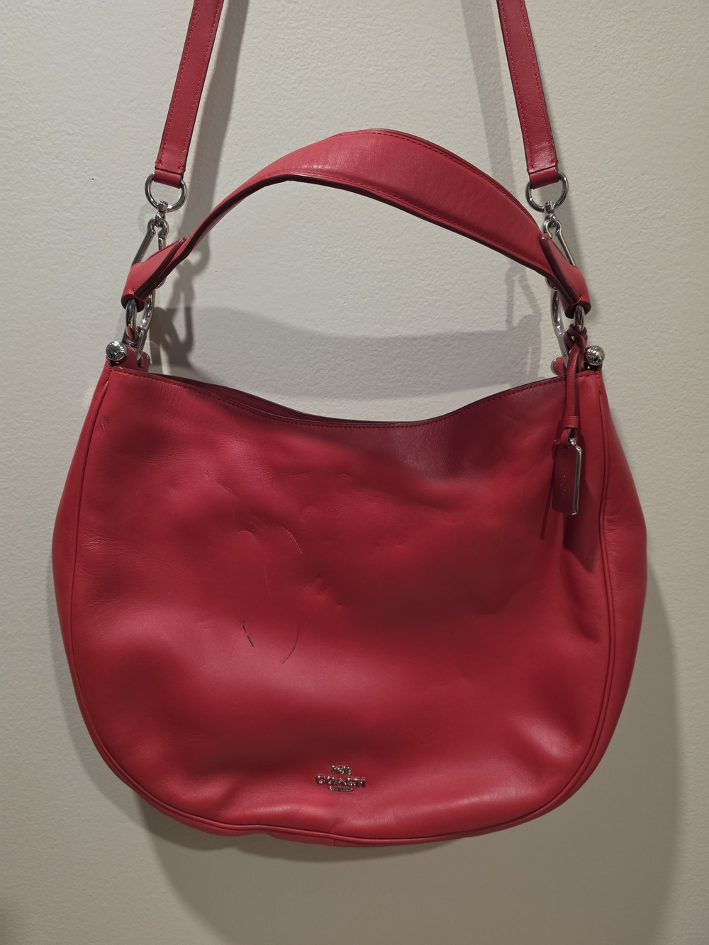 Coach Nomad Hobo Bag Red Glovetanned Leather 2-Way Crossbody